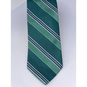 NWT Brooks Brothers Striped Green, cream, and Black Striped Silk Tie